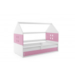 Detská posteľ domček DOMI 1 biela - ružová 160x80cm